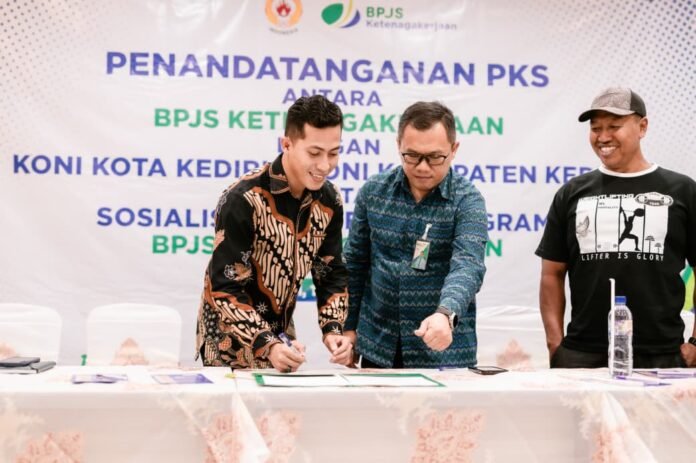 Beri Perlindungan Atlet, Koni Kab Kediri Jalin MoU dengan BPJS Ketenagakerjaan